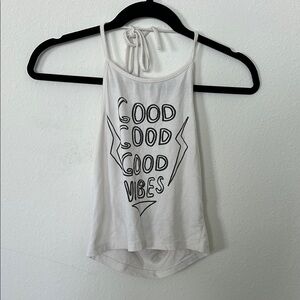 White Halter Top with Graphic Print